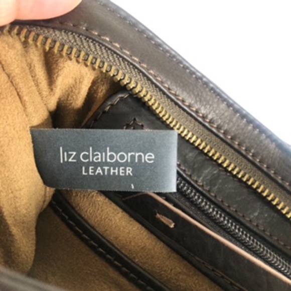 Liz Claiborne Leather Adjustable Strap Chocolate Brown Shoulder Handbag - Picture 10 of 10